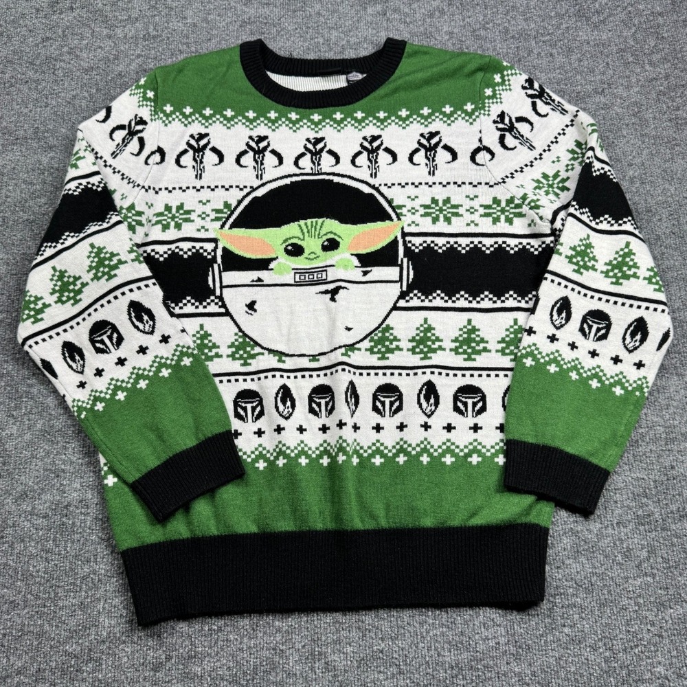 Star Wars Grogu Baby Yoda Sweater Womens 2XL Green Mandalorian Ugly Holiday